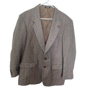 Vintage Towncraft 42 Tweed Brown Lambs Wool Houndstooth Suit‎ Blazer Sport Coat